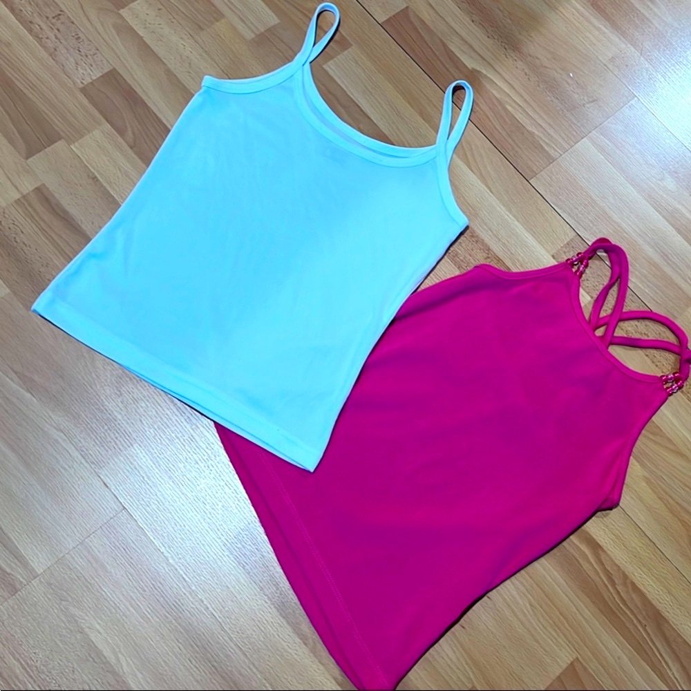 Girls Junior Pink and White Tank Tops Sz.M (14/16)